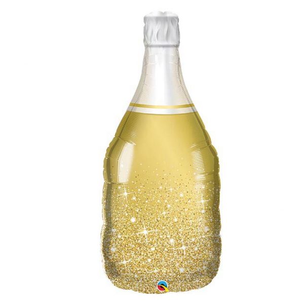Golden Bubbly Wine Bottle Foil Balloon