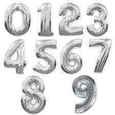 34" Silver Number Foil Balloon