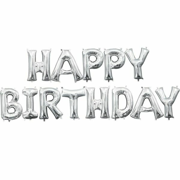 14" Happy Birthday Foil Balloon-Silver