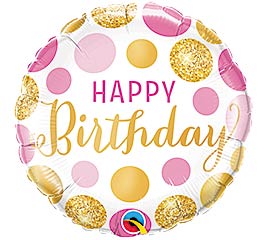 18" HBD Pink Gold Dots