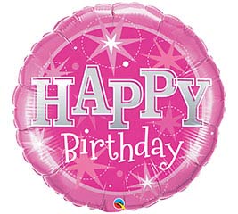 18" HBD Birthday Pink Sparkle