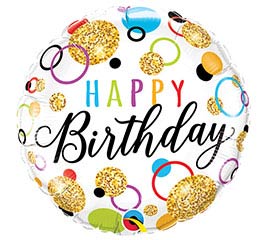 18" HBD Glitter Dots