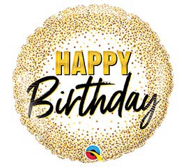 18" HBD Gold Glitter