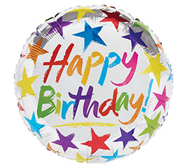 17" HBD Birthday Stars on Silver